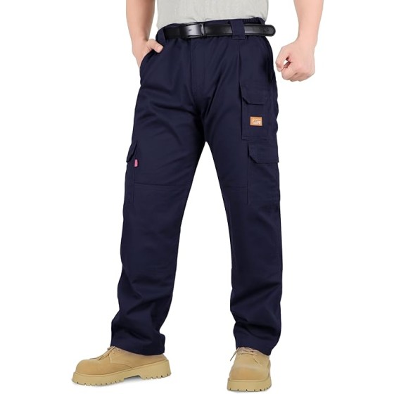 Titicaca Men's FR Cargo Pants Flame Resistant Pants Lightweight 7.5oz 100% Cotton Fire Retardant Elastic Waist Pants