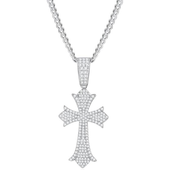 14K Gold 1.8 Carats Cross Diamond Necklace - Timeless Elegance in Gold Diamond Necklace for Women