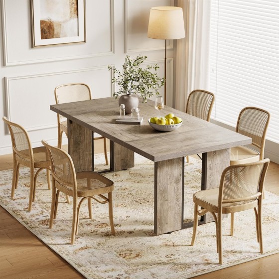 LITTLE TREE 71-Inch Dining Table, Rectangular Wooden Kitchen Table for 4-6 People, Modern Home Furniture with Heavy Duty Legs, Large Dinner Furniture Last Forever